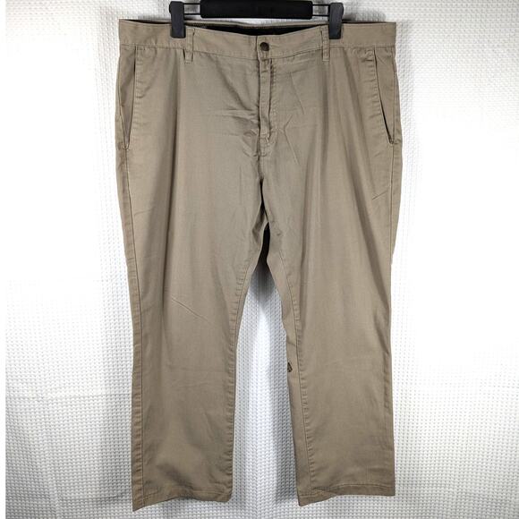 Volcom Corpo Class Pants 40x29 Khaki Tan Chino Trousers Men Casual Skatewear - Picture 1 of 4